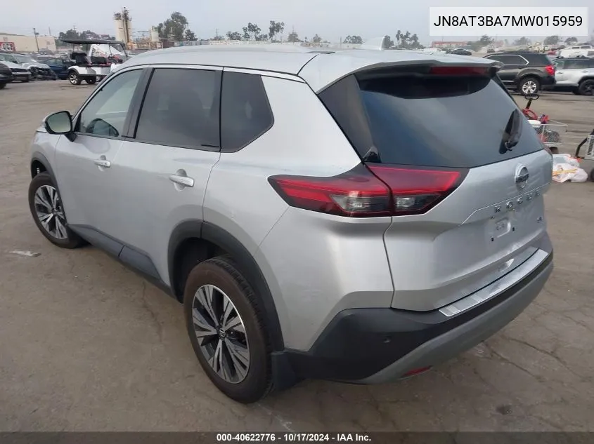 2021 Nissan Rogue Sv Fwd VIN: JN8AT3BA7MW015959 Lot: 40622776