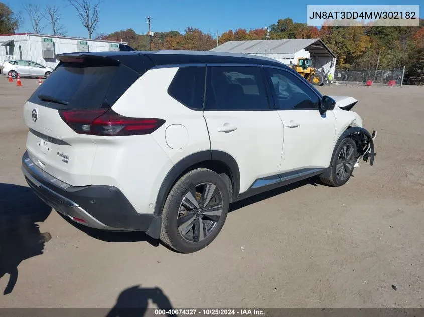 2021 Nissan Rogue Platinum VIN: JN8AT3DD4MW302182 Lot: 40674327