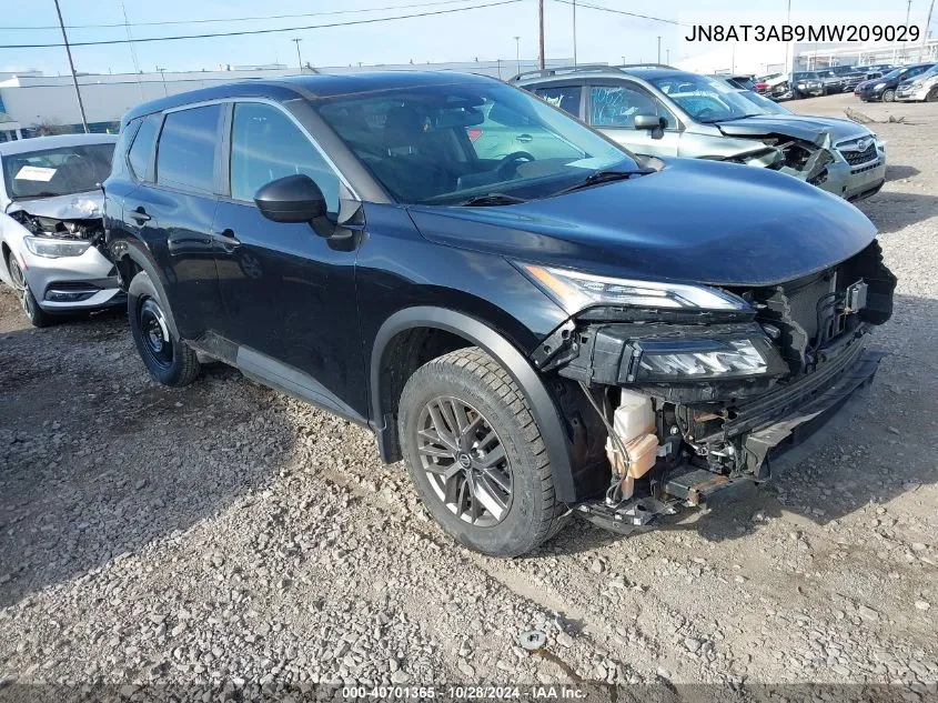 2021 Nissan Rogue S Intelligent Awd VIN: JN8AT3AB9MW209029 Lot: 40701365