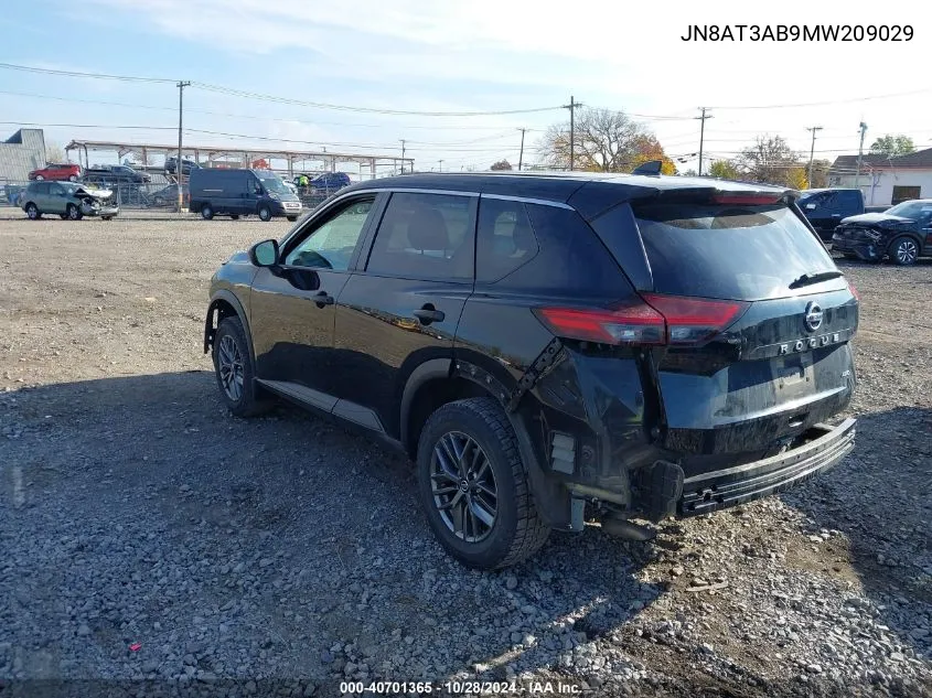 2021 Nissan Rogue S Intelligent Awd VIN: JN8AT3AB9MW209029 Lot: 40701365