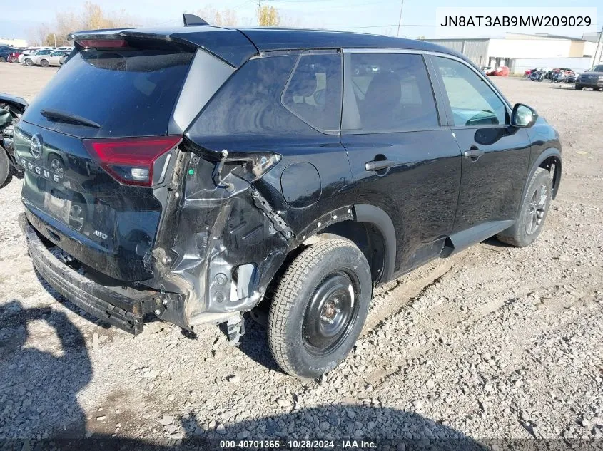 2021 Nissan Rogue S Intelligent Awd VIN: JN8AT3AB9MW209029 Lot: 40701365