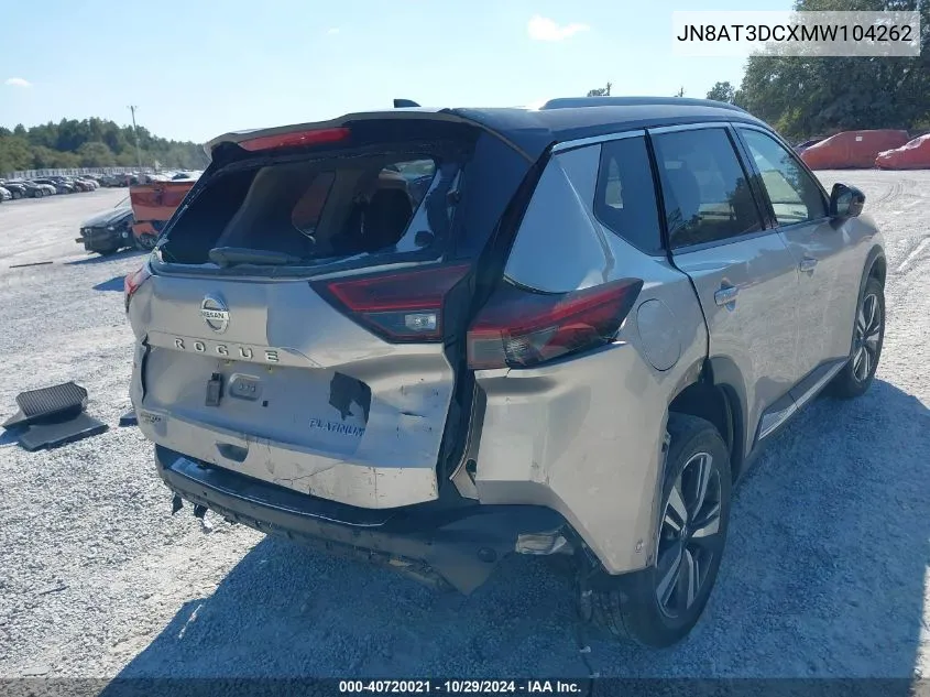 2021 Nissan Rogue Platinum VIN: JN8AT3DCXMW104262 Lot: 40720021