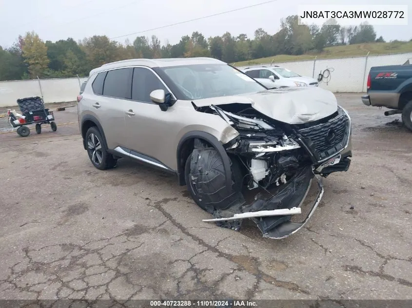 2021 Nissan Rogue Sl Fwd VIN: JN8AT3CA3MW028772 Lot: 40723288