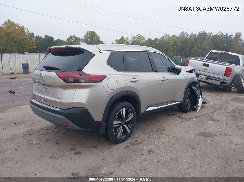 2021 Nissan Rogue Sl Fwd VIN: JN8AT3CA3MW028772 Lot: 40723288