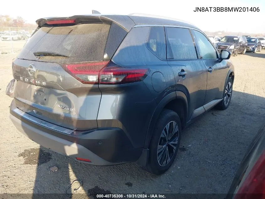 2021 Nissan Rogue Sv Intelligent Awd VIN: JN8AT3BB8MW201406 Lot: 40735308