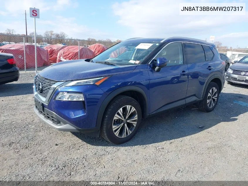 2021 Nissan Rogue Sv Intelligent Awd VIN: JN8AT3BB6MW207317 Lot: 40784904