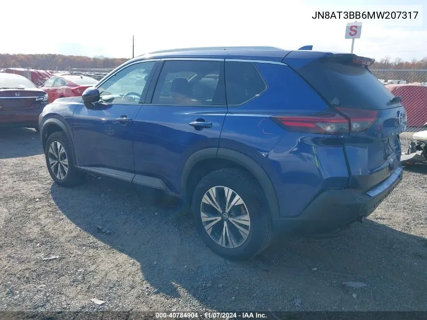 2021 Nissan Rogue Sv Intelligent Awd VIN: JN8AT3BB6MW207317 Lot: 40784904