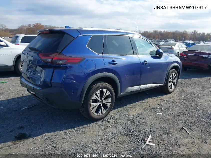 2021 Nissan Rogue Sv Intelligent Awd VIN: JN8AT3BB6MW207317 Lot: 40784904