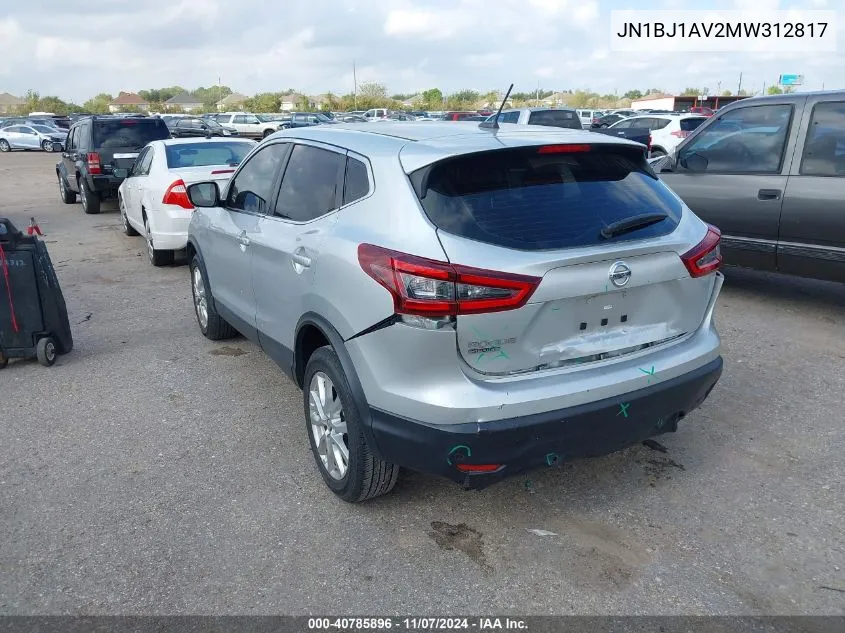 2021 Nissan Rogue Sport S Fwd Xtronic Cvt VIN: JN1BJ1AV2MW312817 Lot: 40785896