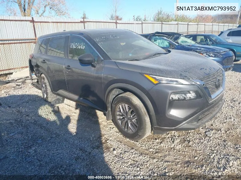 2021 Nissan Rogue S Intelligent Awd VIN: 5N1AT3ABXMC793952 Lot: 40803686