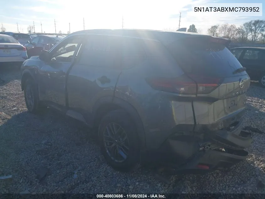 2021 Nissan Rogue S Intelligent Awd VIN: 5N1AT3ABXMC793952 Lot: 40803686