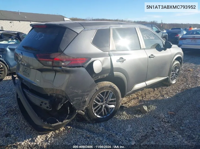 2021 Nissan Rogue S Intelligent Awd VIN: 5N1AT3ABXMC793952 Lot: 40803686