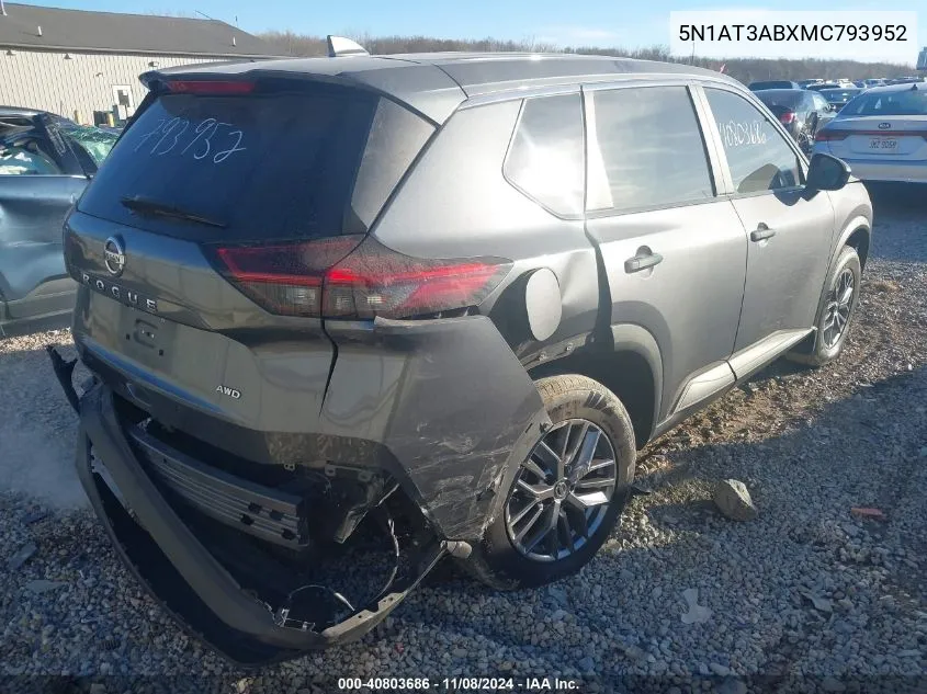 2021 Nissan Rogue S Intelligent Awd VIN: 5N1AT3ABXMC793952 Lot: 40803686