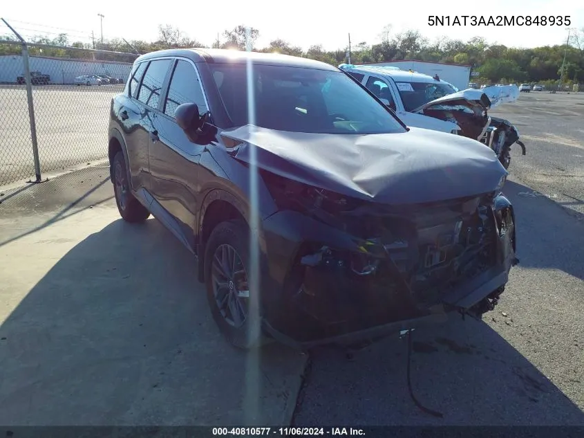 2021 Nissan Rogue S Fwd VIN: 5N1AT3AA2MC848935 Lot: 40810577