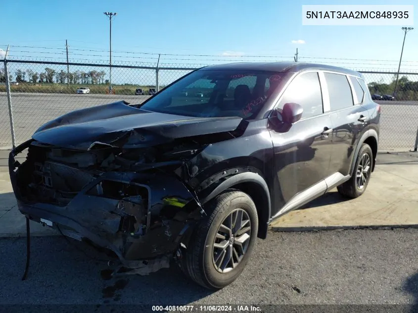 2021 Nissan Rogue S Fwd VIN: 5N1AT3AA2MC848935 Lot: 40810577