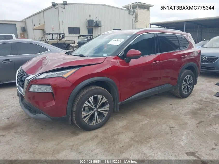 2021 Nissan Rogue Sv Fwd VIN: 5N1AT3BAXMC775344 Lot: 40818654