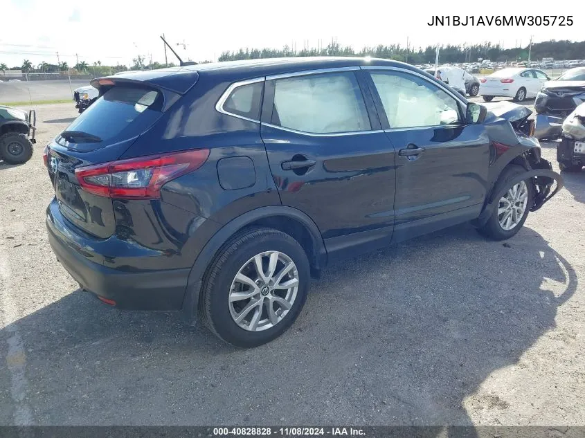 2021 Nissan Rogue Sport S Fwd Xtronic Cvt VIN: JN1BJ1AV6MW305725 Lot: 40828828