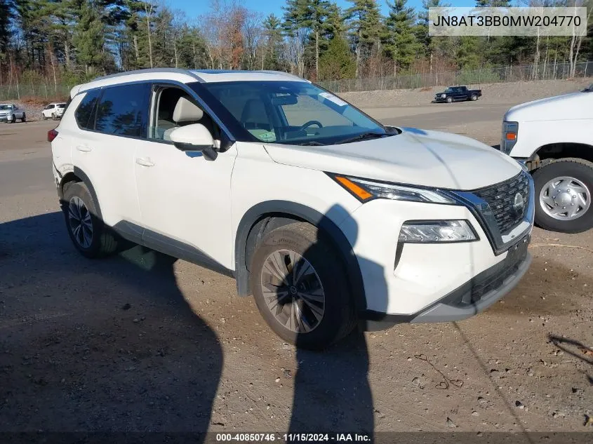 2021 Nissan Rogue Sv Intelligent Awd VIN: JN8AT3BB0MW204770 Lot: 40850746