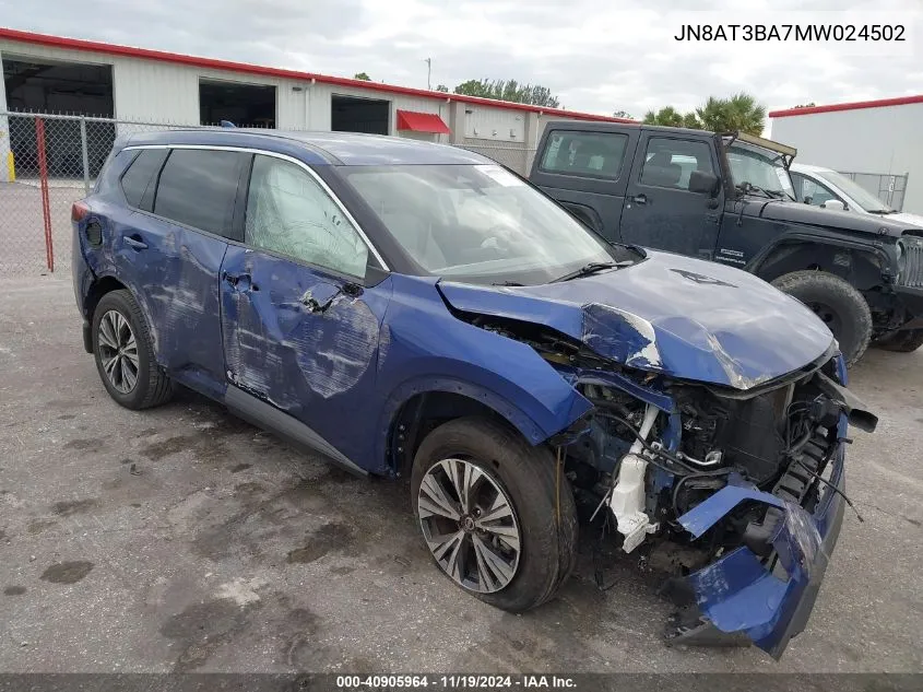 2021 Nissan Rogue Sv Fwd VIN: JN8AT3BA7MW024502 Lot: 40905964