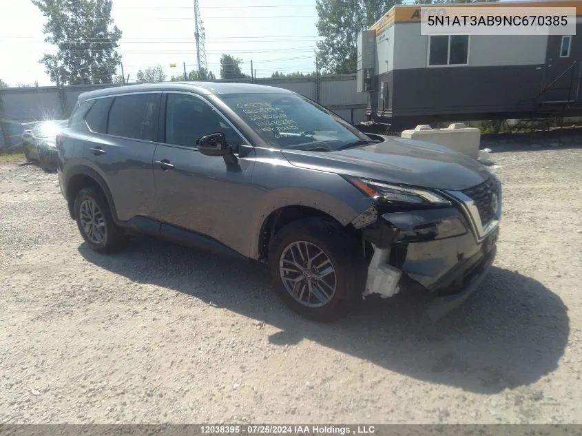 2022 Nissan Rogue VIN: 5N1AT3AB9NC670385 Lot: 12038395