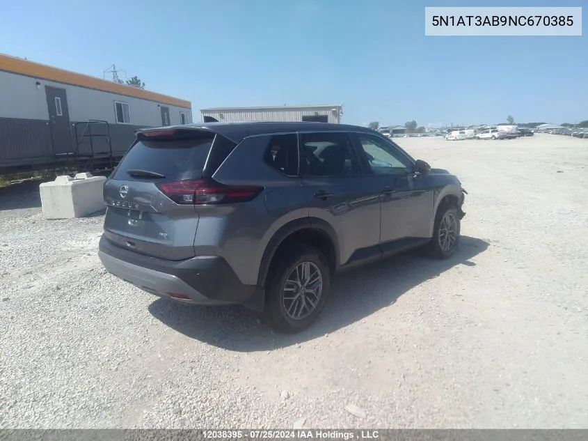 2022 Nissan Rogue VIN: 5N1AT3AB9NC670385 Lot: 12038395