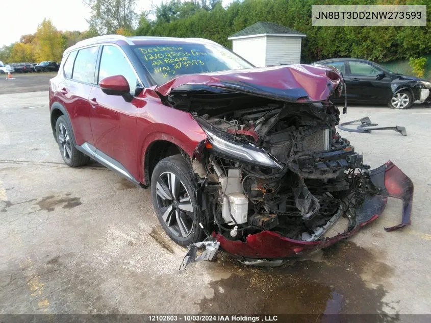 2022 Nissan Rogue Platinum VIN: JN8BT3DD2NW273593 Lot: 12102803