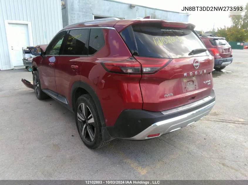 2022 Nissan Rogue Platinum VIN: JN8BT3DD2NW273593 Lot: 12102803