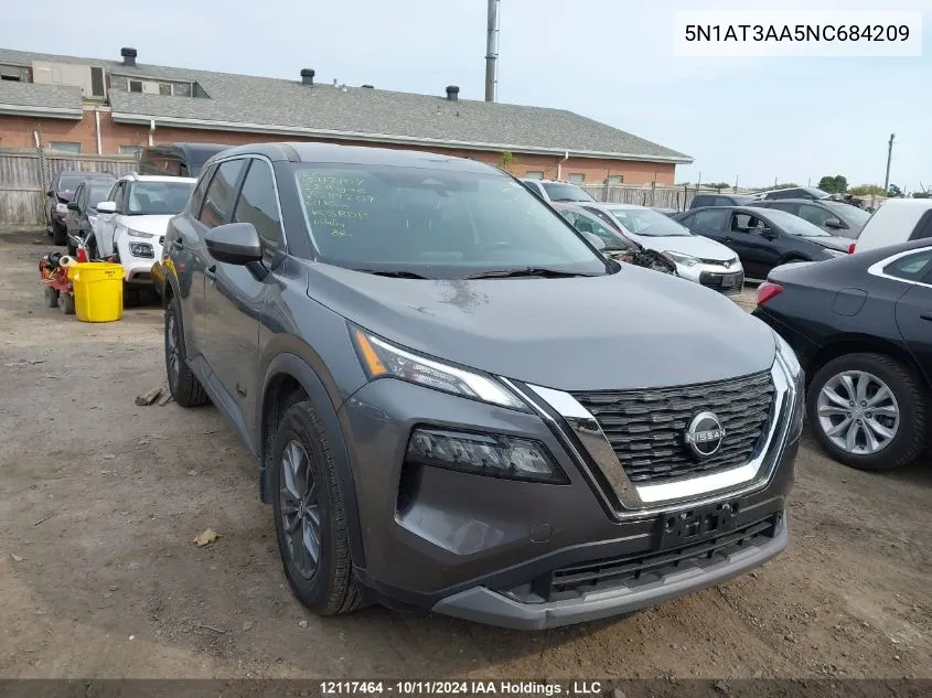 2022 Nissan Rogue VIN: 5N1AT3AA5NC684209 Lot: 12117464