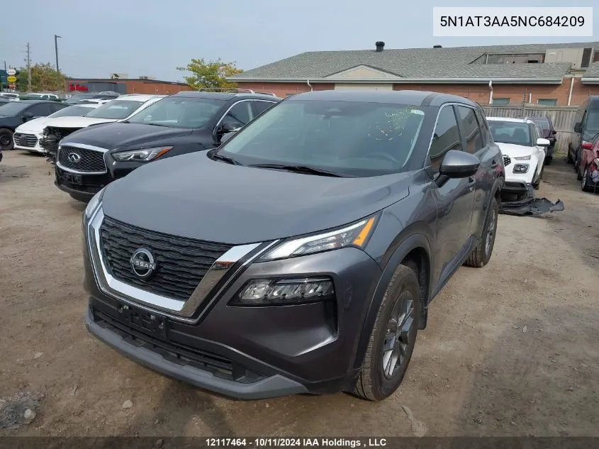 2022 Nissan Rogue VIN: 5N1AT3AA5NC684209 Lot: 12117464