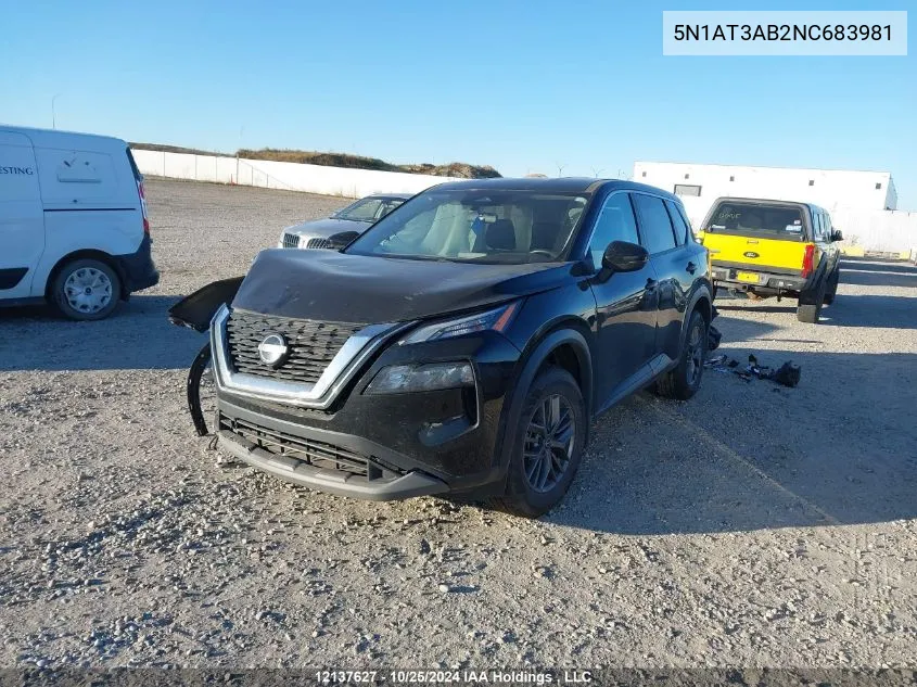 2022 Nissan Rogue VIN: 5N1AT3AB2NC683981 Lot: 12137627