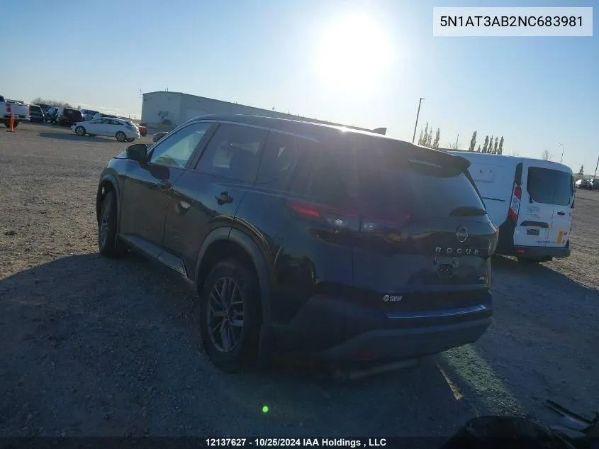 2022 Nissan Rogue VIN: 5N1AT3AB2NC683981 Lot: 12137627