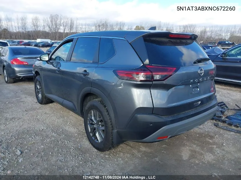 2022 Nissan Rogue VIN: 5N1AT3ABXNC672260 Lot: 12142748