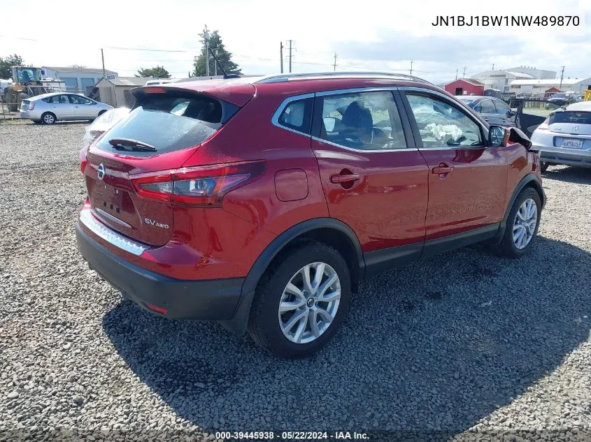 2022 Nissan Rogue Sport Sv Awd Xtronic Cvt VIN: JN1BJ1BW1NW489870 Lot: 39445938