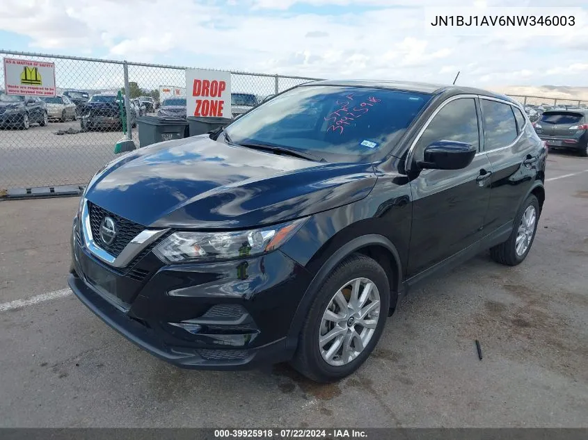 2022 Nissan Rogue Sport S Fwd Xtronic Cvt VIN: JN1BJ1AV6NW346003 Lot: 39925918