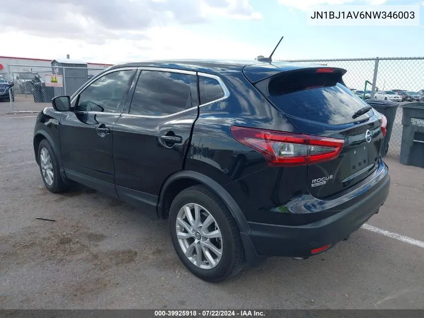 2022 Nissan Rogue Sport S Fwd Xtronic Cvt VIN: JN1BJ1AV6NW346003 Lot: 39925918