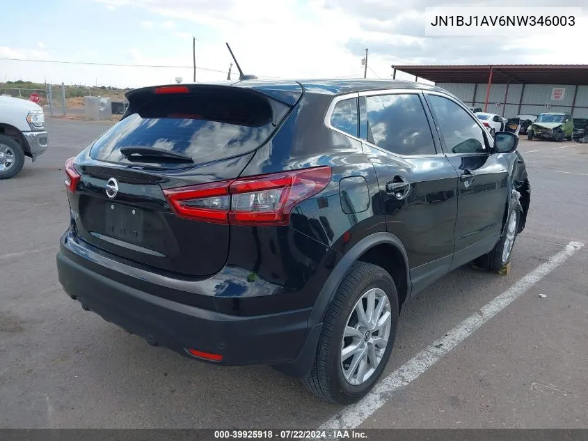 2022 Nissan Rogue Sport S Fwd Xtronic Cvt VIN: JN1BJ1AV6NW346003 Lot: 39925918