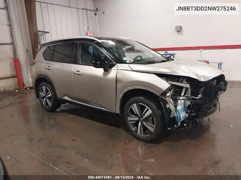 2022 Nissan Rogue Platinum Intelligent Awd VIN: JN8BT3DD2NW275246 Lot: 40074391