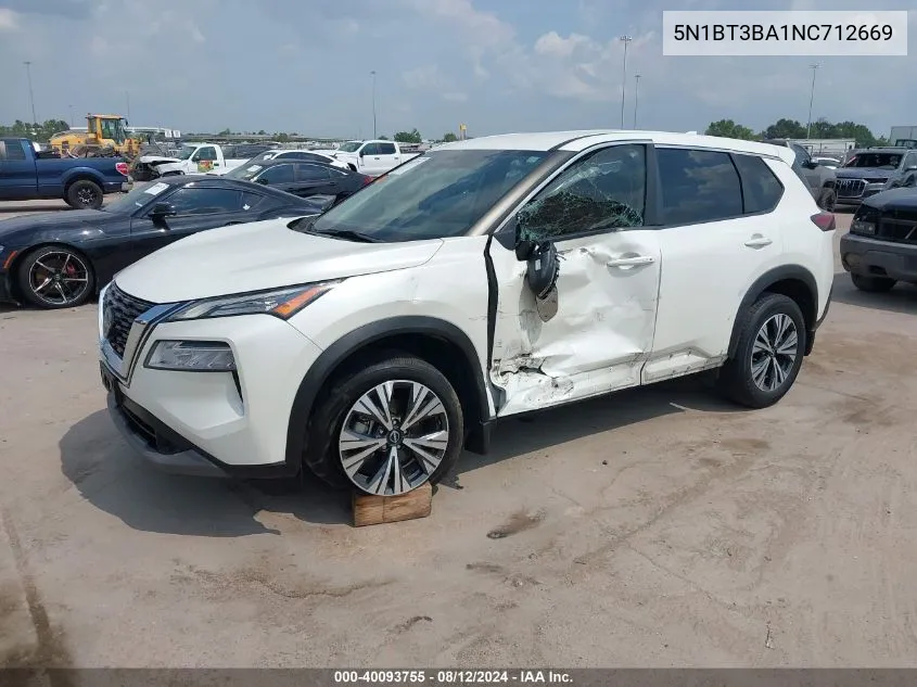 2022 Nissan Rogue Sv Fwd VIN: 5N1BT3BA1NC712669 Lot: 40093755