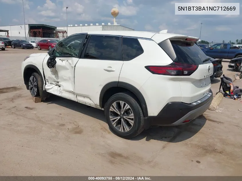 2022 Nissan Rogue Sv Fwd VIN: 5N1BT3BA1NC712669 Lot: 40093755