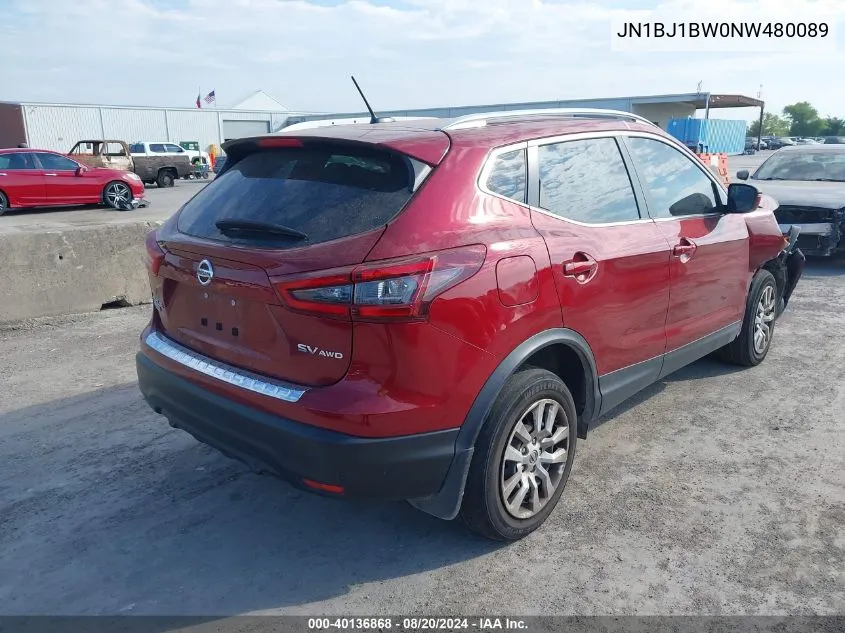 2022 Nissan Rogue Sport Sv VIN: JN1BJ1BW0NW480089 Lot: 40136868