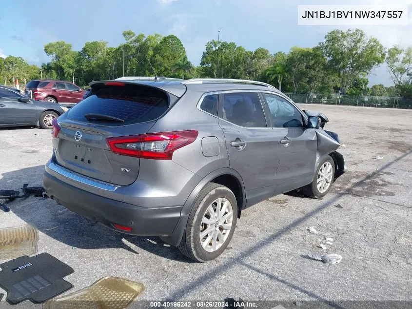 2022 Nissan Rogue Sport Sv Fwd Xtronic Cvt VIN: JN1BJ1BV1NW347557 Lot: 40196242