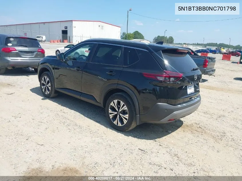 2022 Nissan Rogue Sv Intelligent Awd VIN: 5N1BT3BB0NC701798 Lot: 40208017