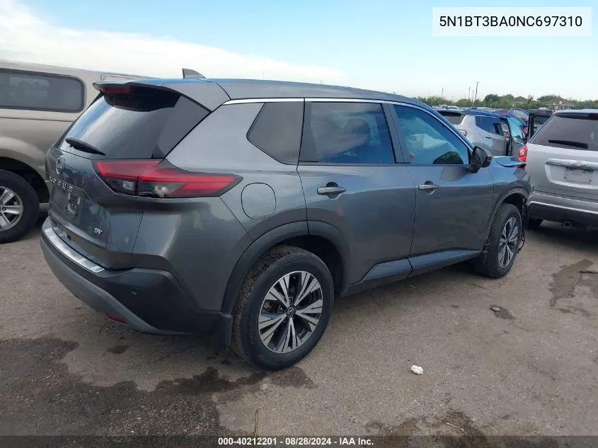 2022 Nissan Rogue Sv Fwd VIN: 5N1BT3BA0NC697310 Lot: 40212201