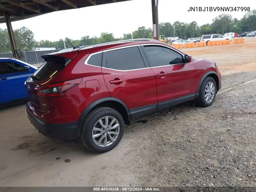 2022 Nissan Rogue Sport Sv Fwd Xtronic Cvt VIN: JN1BJ1BV9NW347998 Lot: 40310336