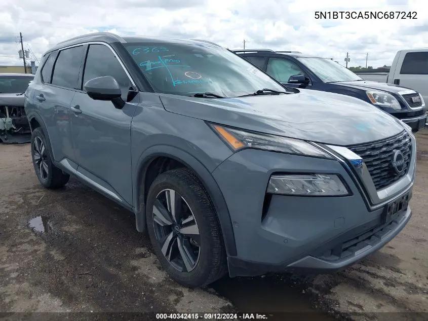 2022 Nissan Rogue Sl Fwd VIN: 5N1BT3CA5NC687242 Lot: 40342415