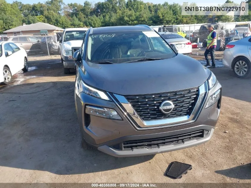 2022 Nissan Rogue Sv Intelligent Awd VIN: 5N1BT3BB7NC722910 Lot: 40358008