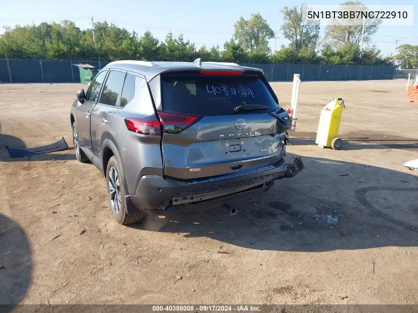 2022 Nissan Rogue Sv Intelligent Awd VIN: 5N1BT3BB7NC722910 Lot: 40358008