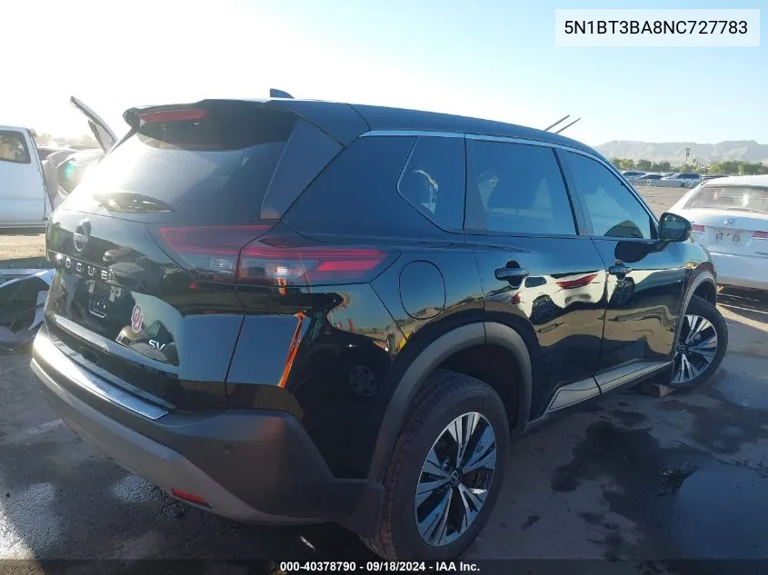 2022 Nissan Rogue Sv VIN: 5N1BT3BA8NC727783 Lot: 40378790