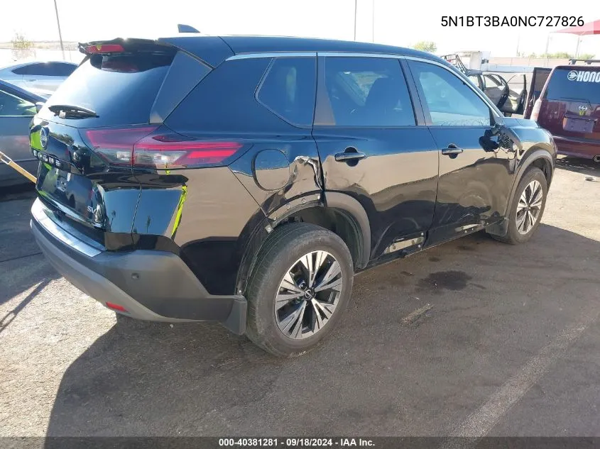 2022 Nissan Rogue Sv Fwd VIN: 5N1BT3BA0NC727826 Lot: 40381281