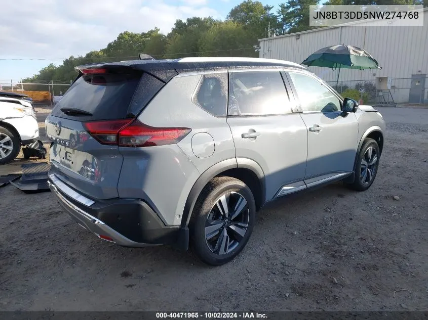 2022 Nissan Rogue Platinum Intelligent Awd VIN: JN8BT3DD5NW274768 Lot: 40471965